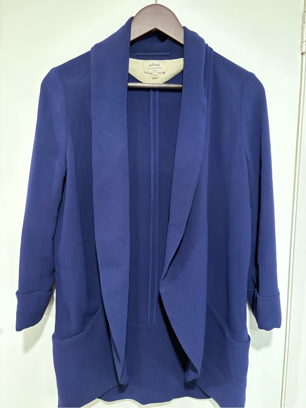 Wilfred Open-Front Longline Blazer Jacket in Blue